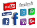 Social media icons and logo in 3D