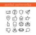 Social media icons, social network line icon set Royalty Free Stock Photo