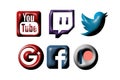 Social media icons in the plastic material.