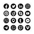 Social media icons. Popular messenger web social network vector media buttons