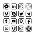 Social media icons. Popular messengers vector web network buttons