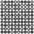 100 social media icons set black circle Royalty Free Stock Photo