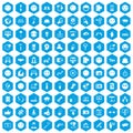 100 social media icons set blue Royalty Free Stock Photo