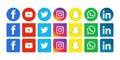 Colorful Social media icons set of facebook twitter instagram pinterest whatsapp Royalty Free Stock Photo