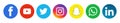 Colorful Social media icons set of facebook twitter instagram pinterest whatsapp Royalty Free Stock Photo