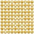 100 social media icons set gold Royalty Free Stock Photo