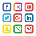 Social media icons set Logo Vector Illustrator Royalty Free Stock Photo