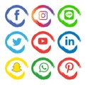 Social media icons set Logo Vector Illustrator Royalty Free Stock Photo