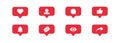 Social media icons set. Red speech bubble notification, like and comment. Collection functional buttons for network app. Isolated Royalty Free Stock Photo