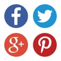 Social media icons set. Round web logos in vector.