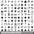 100 social media icons set in simple style Royalty Free Stock Photo