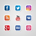 Social media icons set stickers vector Royalty Free Stock Photo