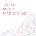 Social media icons. Social media marketing concept. Falling scattered thumbs up hearts. Bottom right