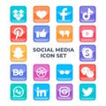 Social media icons vector set logos Royalty Free Stock Photo