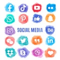 Social media icons vector set logos Royalty Free Stock Photo