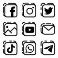 Social media icons. White icons with various social networks