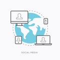 Social media illustration vector in modern minimal outline style