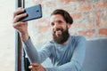 Social media influencer blog selfie mobile photo Royalty Free Stock Photo