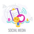 Social Media Infographics Pictogram. Flat vector illustration.