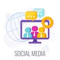 Social Media Infographics Pictogram. Flat vector illustration.