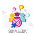 Social Media Infographics Pictogram. Global communication, building a business.