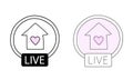 Social media, instagram live icon, avatar LIVE, video streaming in doodle style Royalty Free Stock Photo