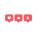 Social media Instagram modern like, follower, red color. follower, comment button, icon, symbol, ui, app, web. Vector Royalty Free Stock Photo