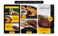 Social media Instagram story design template set for food restaurant bistro promotion flyer brochure banner in premium elegant