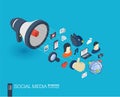 Social Media integrated 3d web icons. Growth and progress concept Royalty Free Stock Photo
