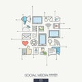 Social media integrated thin line symbols. Modern color style vector concept Royalty Free Stock Photo