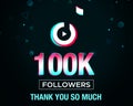 Social Media 100K Followers Celebration and thank you post Background with Latest Colors and shapes. Modern social media