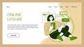 Social media landing page. Online communication. Woman chatting by smartphone. Speech bubble. Mobile messenger