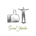 Social media, like, communication, network, mobile concept. Hand drawn isolated vector. Royalty Free Stock Photo