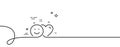 Social media like line icon. Heart, smile sign. Continuous line with curl. Vector