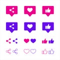 Social Media Like & Share Icons in different popup icons