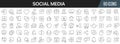 Social media line icons collection. Big UI icon set in a flat design. Thin outline icons pack. Vector illustration EPS10 Royalty Free Stock Photo