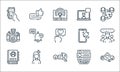 Social media line icons. linear set. quality vector line set such as heart, angry face, contact list, comments, user, camera,