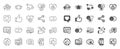 Social media line icons. Set of Share network, Social links and Rating icons. Vector