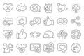 Social media line icons. Set of Share network, Social links and Rating icons. Vector Royalty Free Stock Photo