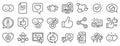 Social media line icons. Set of Share network, Social links and Rating icons. Vector Royalty Free Stock Photo