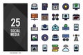 25 Social Media Lineal Color icon pack. vector illustration
