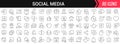 Social media linear icons in black. Big UI icons collection in a flat design. Thin outline signs pack. Big set of icons for design Royalty Free Stock Photo