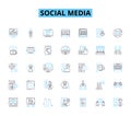 social media linear icons set. Innovation, Sharing, Virality, Nerking, Connection, Community, Engagement line vector and