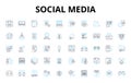 social media linear icons set. Innovation, Sharing, Virality, Nerking, Connection, Community, Engagement vector symbols