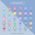 Title: Social media icon or vector set collection set with facebook, instagram, twitter, tiktok, youtube modern pin logos