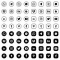 Social media logo collection black and white vector image