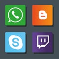 Social media logo, collection icons include whatsapp twitch blogger and skype
