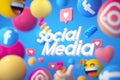 Social media logo with emojis, Facebook, and Instagram icon concept. web social communication trend. 3d render