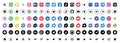 Social Media logo Icon Collection. Facebook, Instagram, Facebook Messenger, WhatsApp, Snapchat, Behance, Google, Yahoo, Microsoft