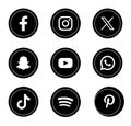 social media logo icon pack with black and white color, social media logo icon collection with black and white color Royalty Free Stock Photo
